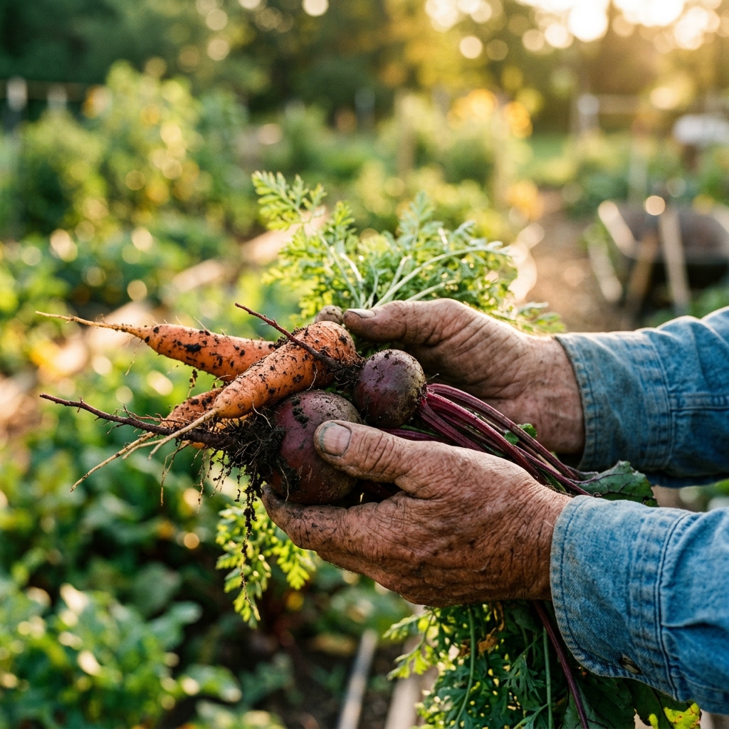 Farmer handing produce to customer